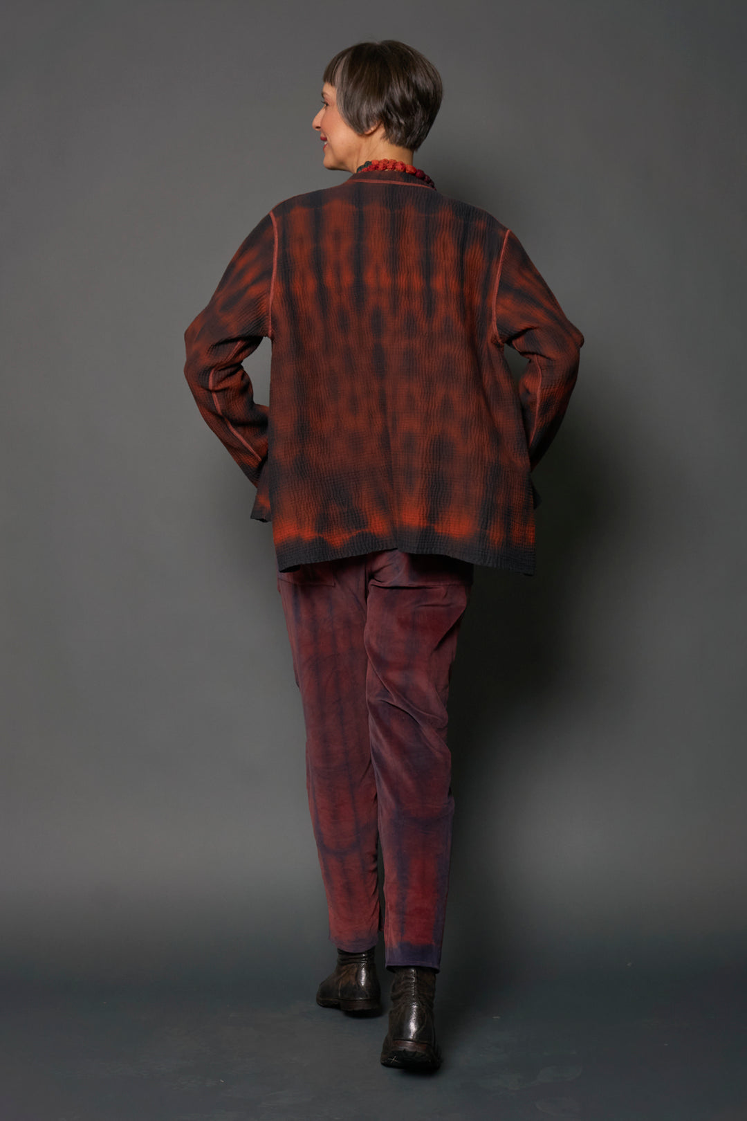 MONE SHIBORI TIE DYE KANTHA KAFTAN JACKET SHORT - ms4088-org -