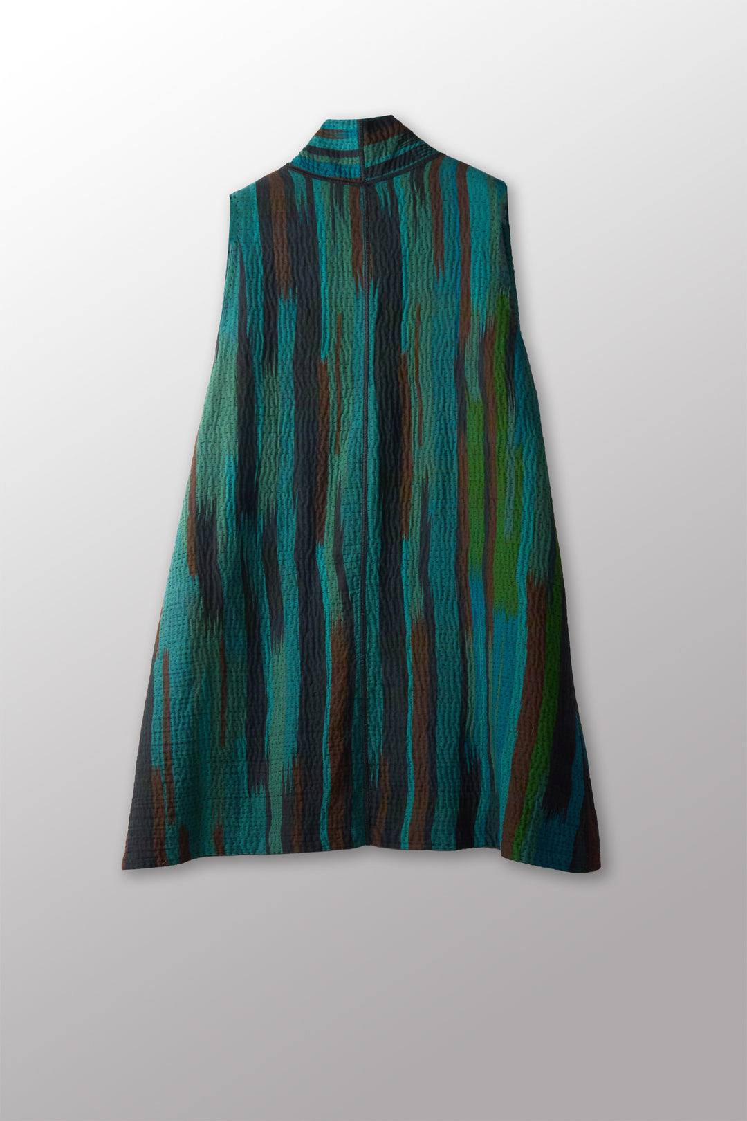 IKAT STRIPE KANTHA KIMONO VEST - is4247-tuq -
