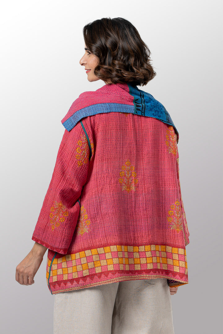 VINTAGE COTTON KANTHA FLARE JKT - cv2010-0067a -