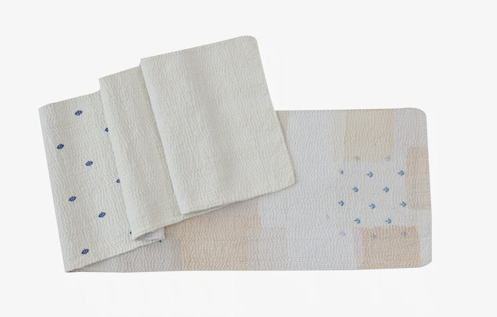Mosaic Fray Patch Vintage Kantha Runner -Cauliflower