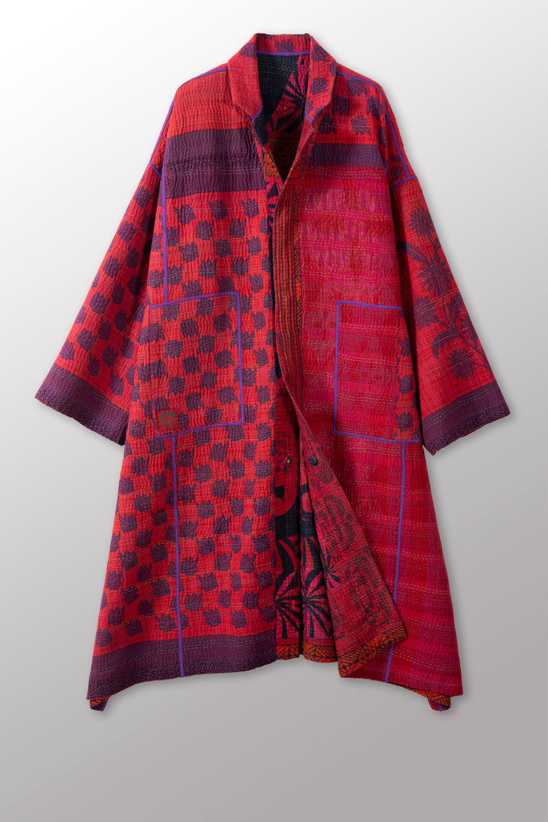 COTTON OVERDYE KANTHA NEW OVERSIZED COAT - ov4342-cred005a -