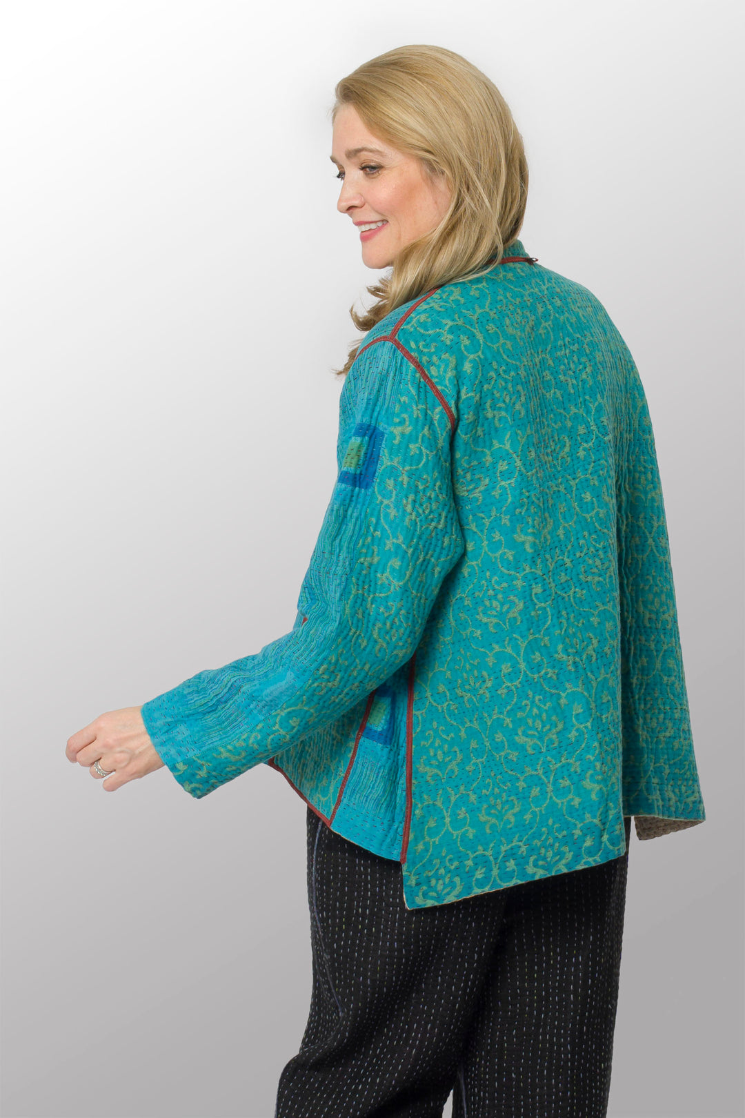 COTTON OVERDYE KANTHA KAFTAN JACKET SHORT - ov4088-ctuq001s -