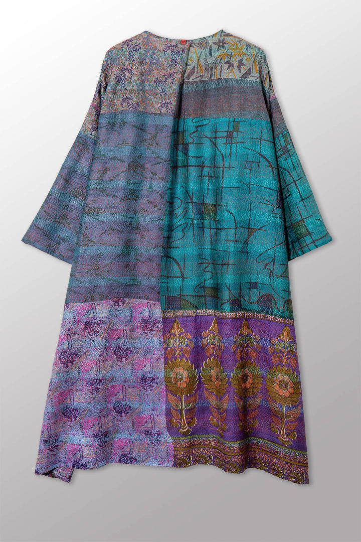 VINTAGE SILK KANTHA LONG DUSTER - sv2328-0014a -
