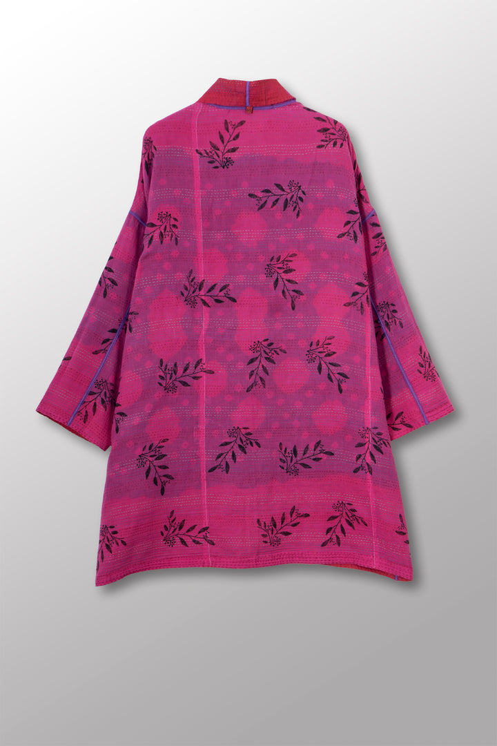 VINTAGE COTTON & NEW VOILE KANTHA HAORI JACKET - cn2068-0002a -