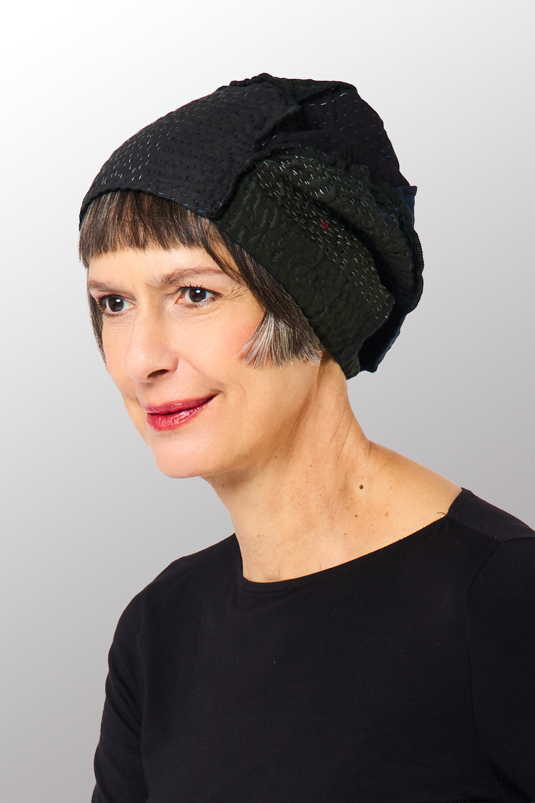 JAIPUR PATCH KANTHA PATCHWORK HAT - jp4880-blk -