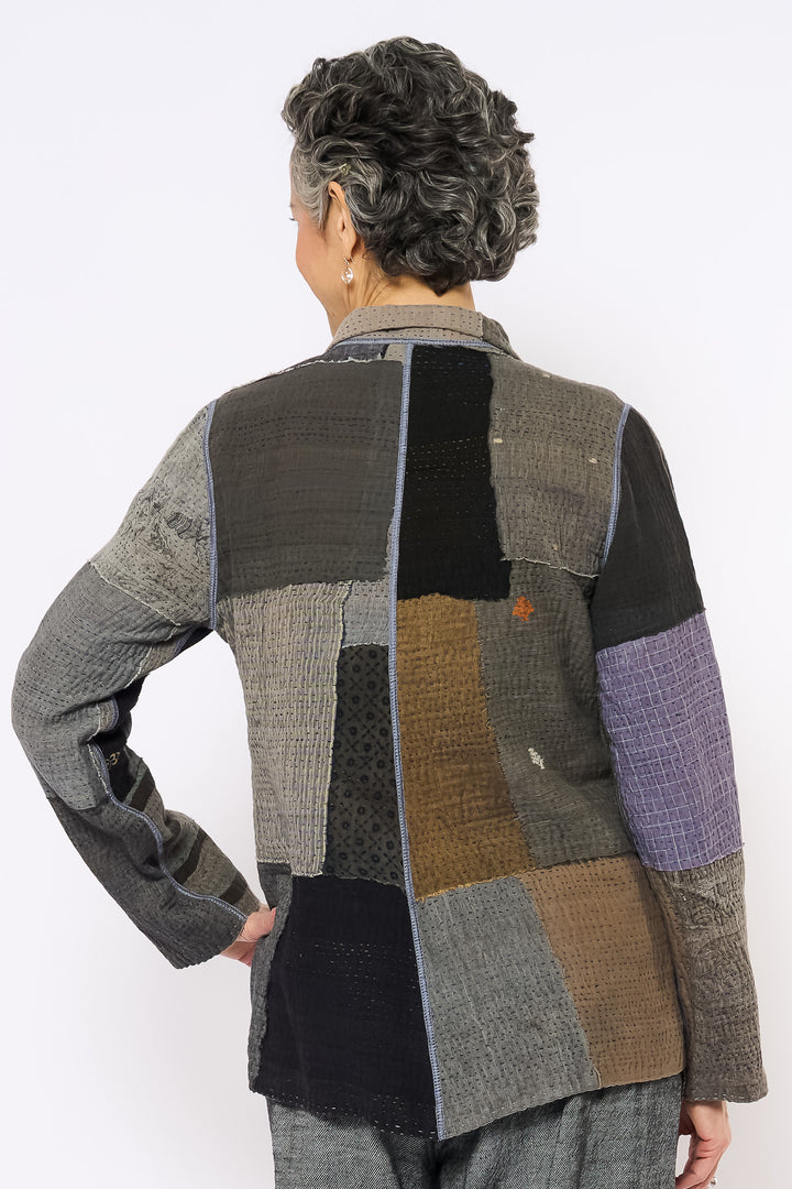 FRAYED PATCH KANTHA SIMPLE JKT - fi4022-glk -