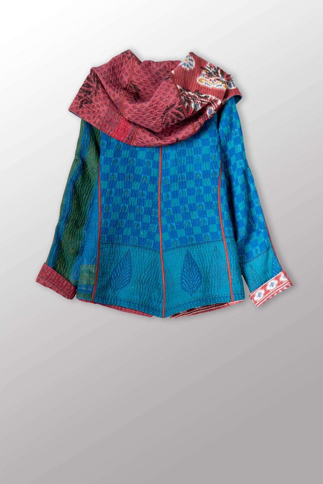 COTTON OVERDYE KANTHA HOODIE JACKET - ov4036-cblu002m -