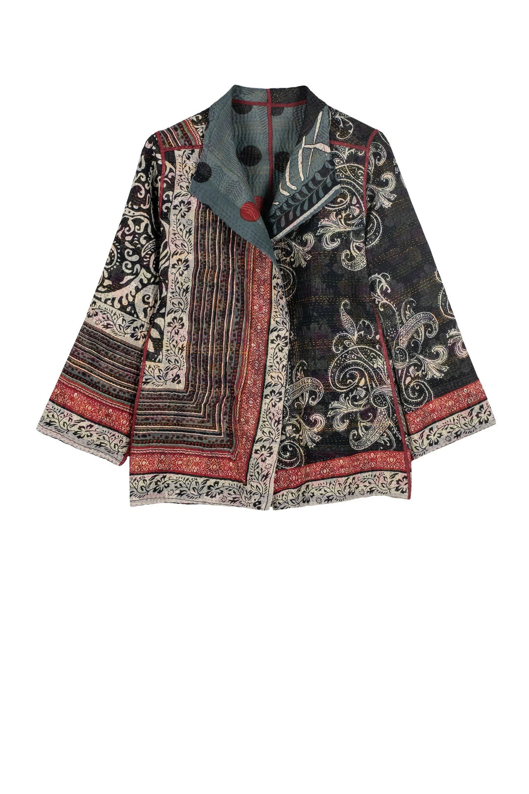 DOT & PAISLEY KANTHA SHORT JKT - dp4007-nvy -