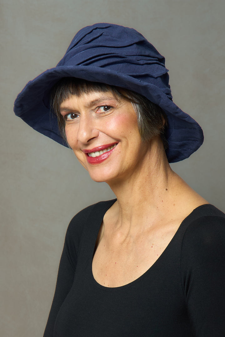 DUCK COTTON SOFT CANVAS TWIST TUCKED BRIM HAT - du1886-nvy -