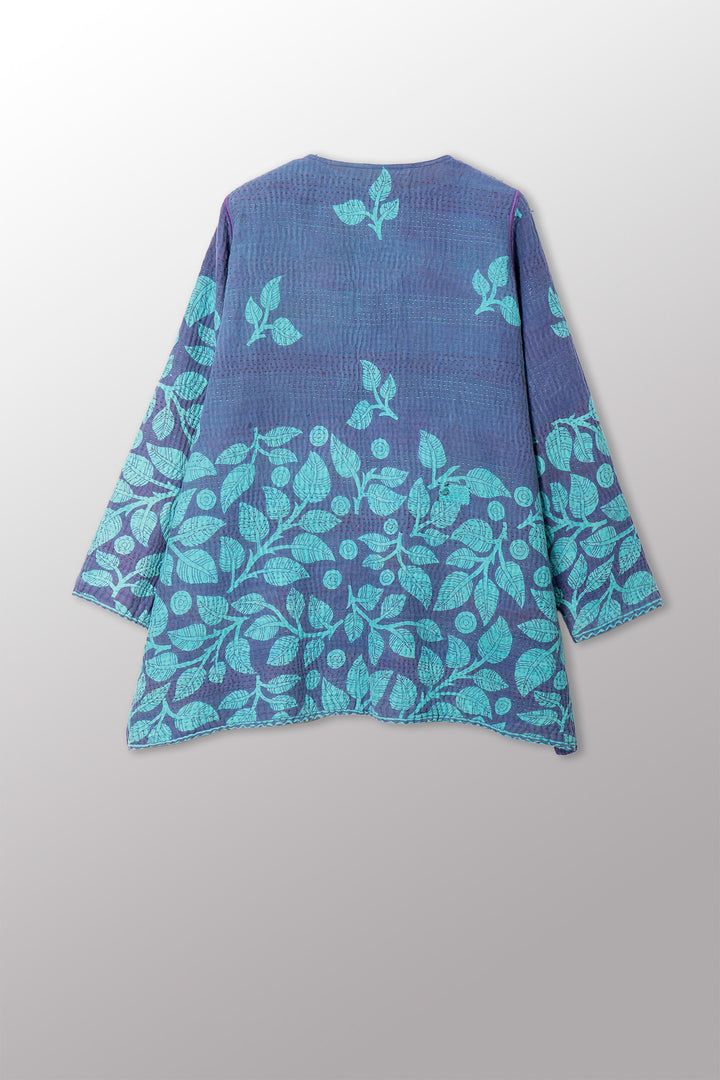 COTTON OVERDYE KANTHA CREW NECK POCKET JACKET - ov4025-ctur001a -