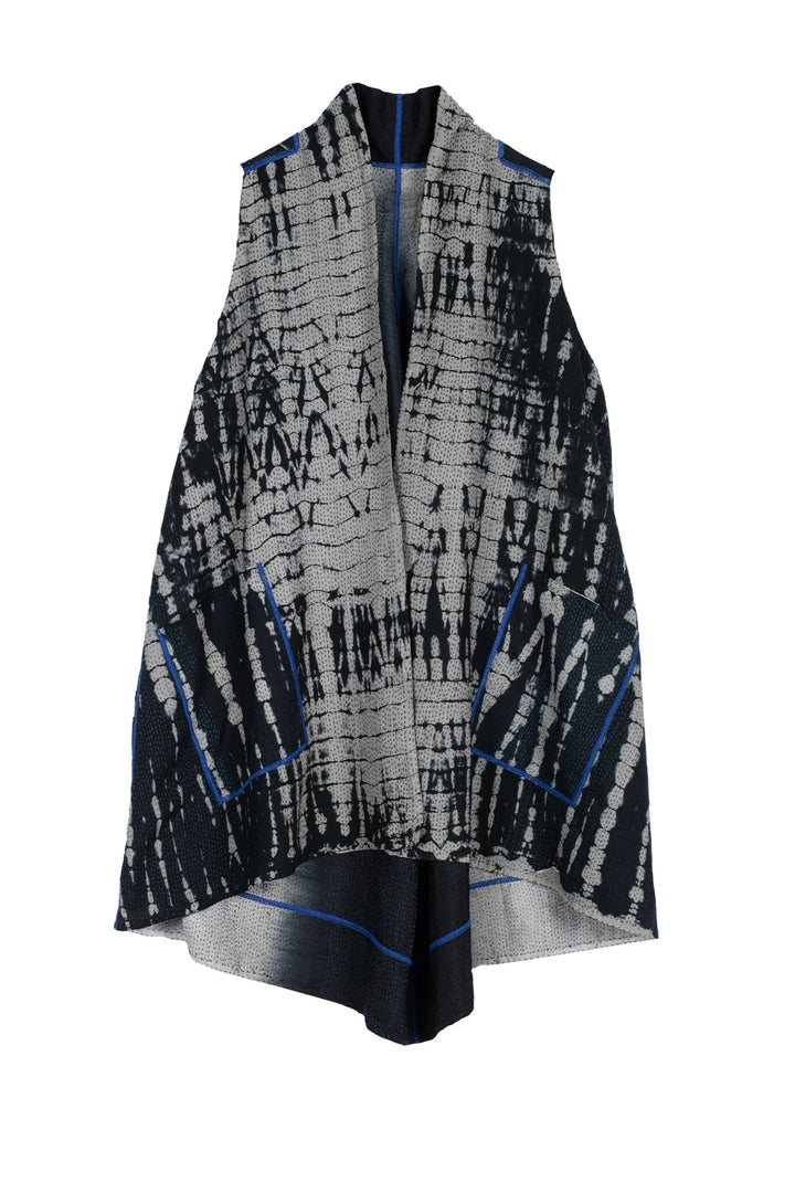 SERPENT PRINT KANTHA A-LINE VEST - sp2203-blk -