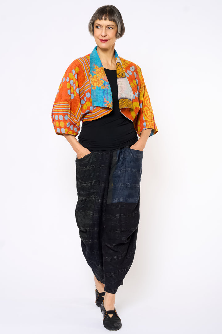 VINTAGE COTTON KANTHA PUFF SLV. SHRUG - cv2062-0021a -