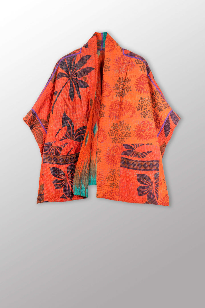 VINTAGE COTTON KANTHA MINI PONCHO - cv4060-0061a -
