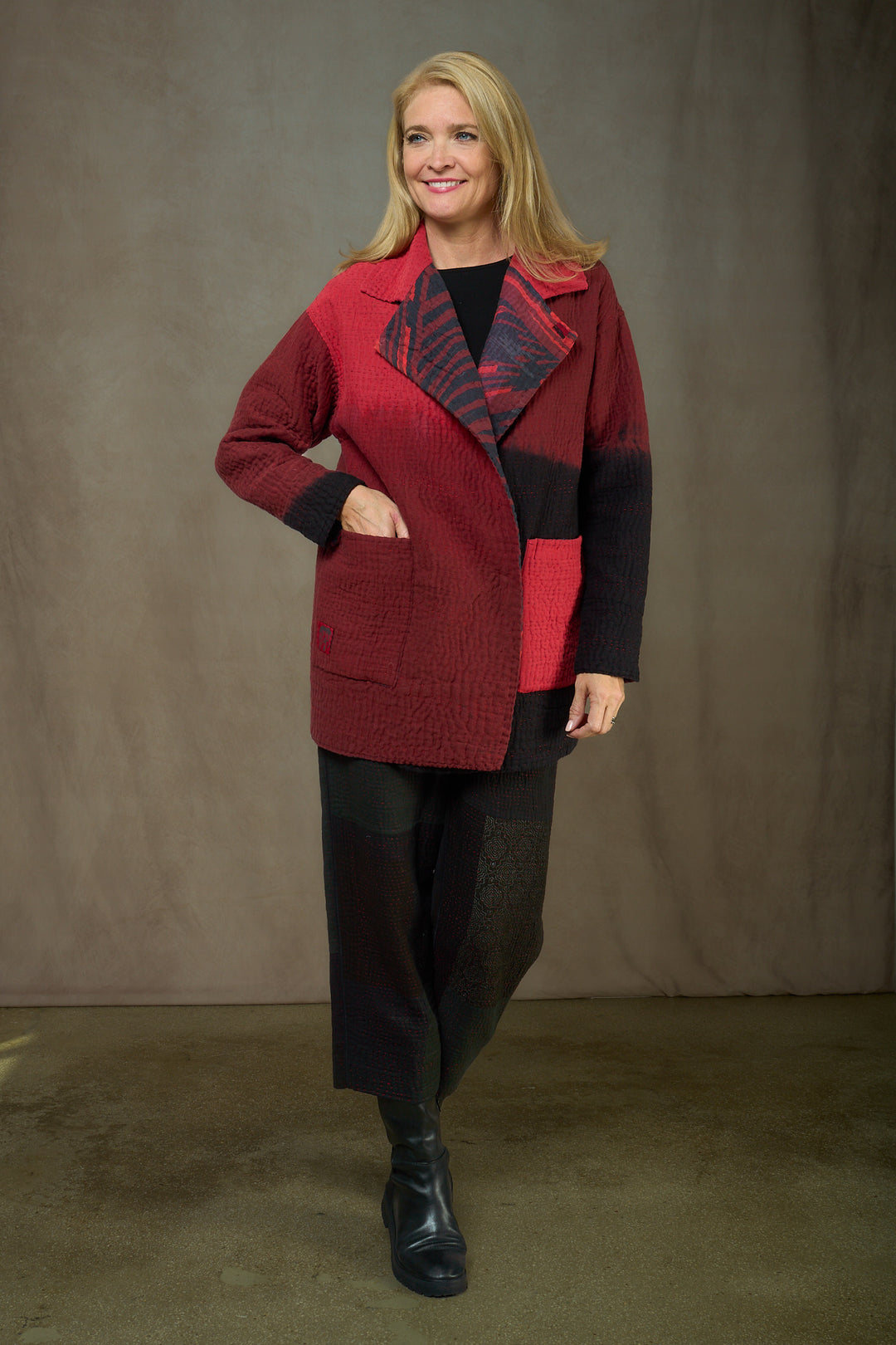 MAGMA AND OMBRE KANTHA LAPELED MEDIUM JKT - mw5080-red -