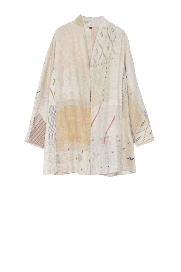FRAYED PATCH MIX KANTHA HIGH-NECK TOPPER - fm4045-ivy -