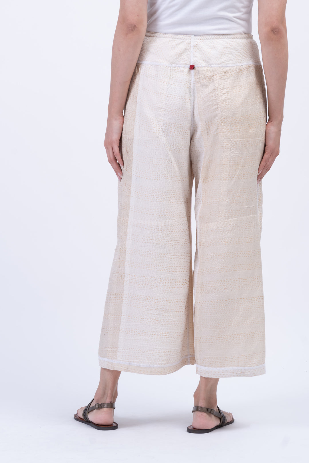 JAIPUR WHITE KANTHA MID RISE WIDE LEG PANTS - jw2665-ivy -