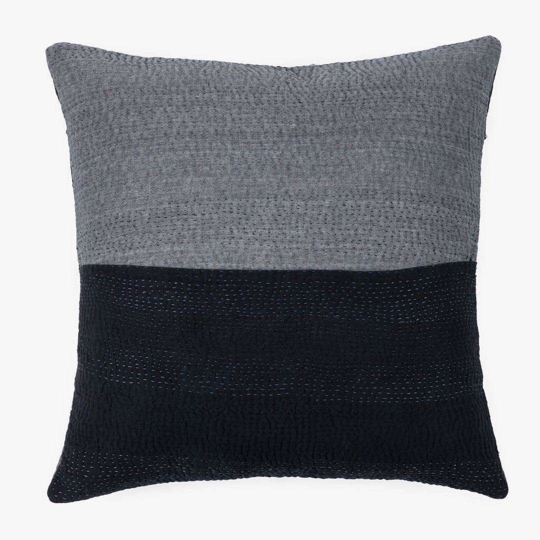 Landscape Handmade Vintage Kantha Pillow -Black