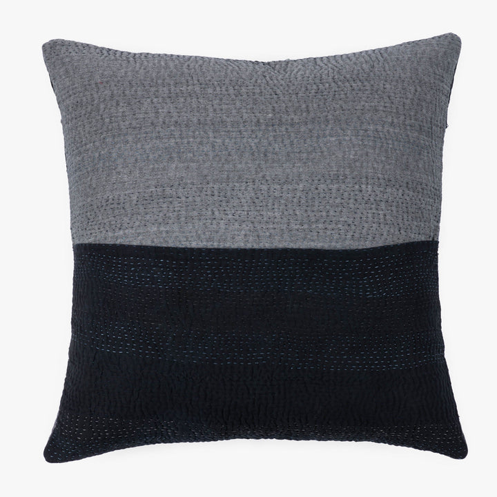 Landscape Handmade Vintage Kantha Pillow -Black