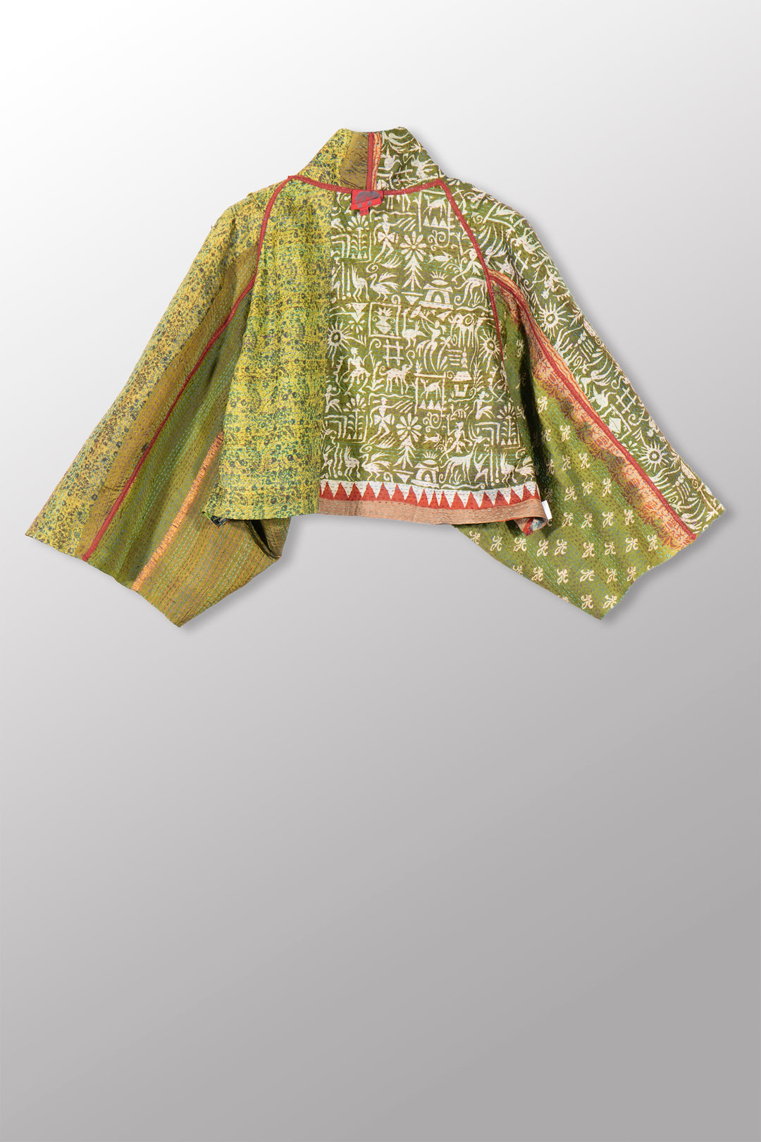 VINTAGE SILK KANTHA PUFF SLV. SHRUG - sv2062-0008a -