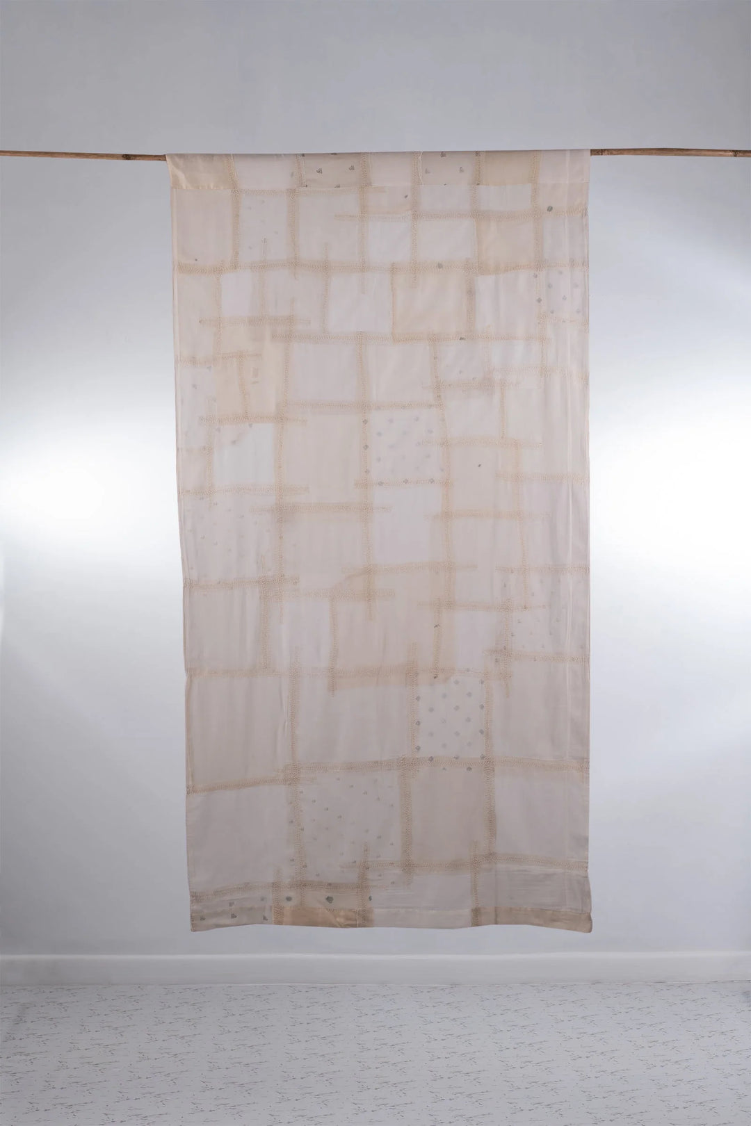 Tonal Tile Patch Kantha Curtain -White -