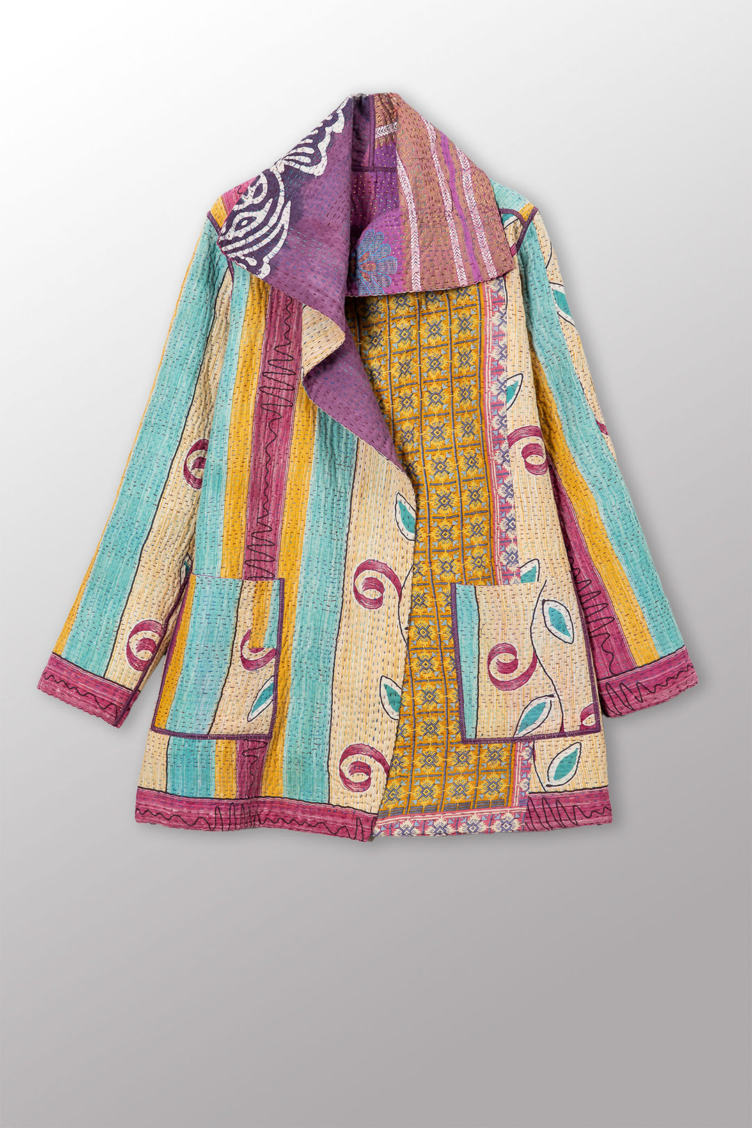 VINTAGE COTTON KANTHA POCKET JKT - cv4002-0225a -