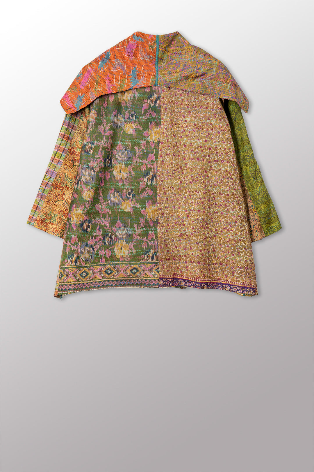 VINTAGE SILK KANTHA FLARE JKT - sv2010-0058a -