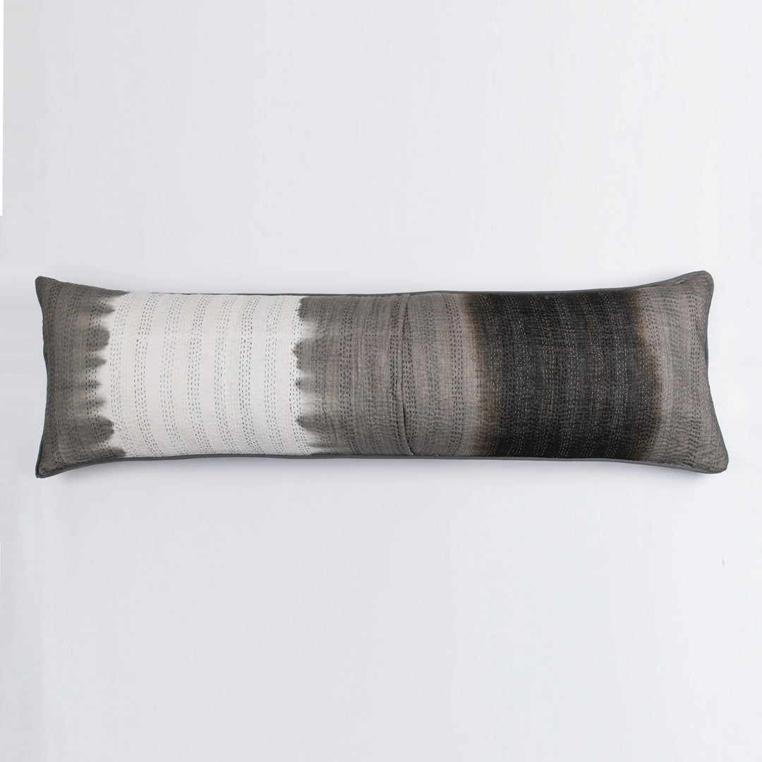 Cotton Ombre Handmade Kantha Lumber Pillow -Gray