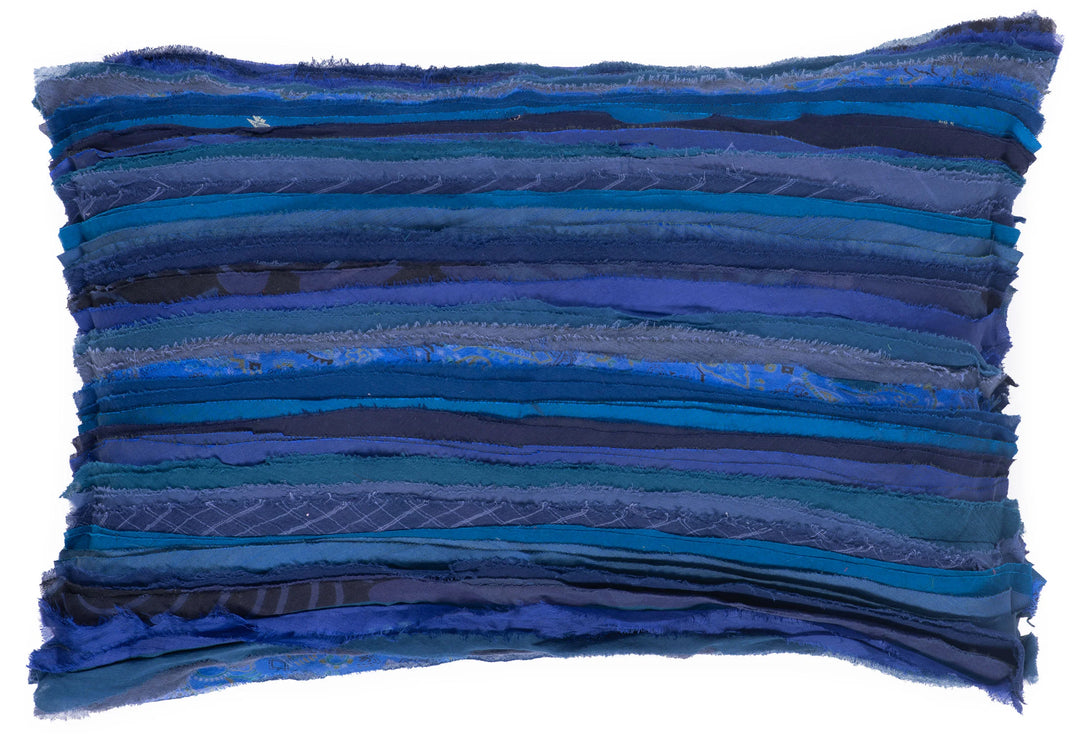 Wavy Stripe Vintage Patch Pillow Sham -Blue