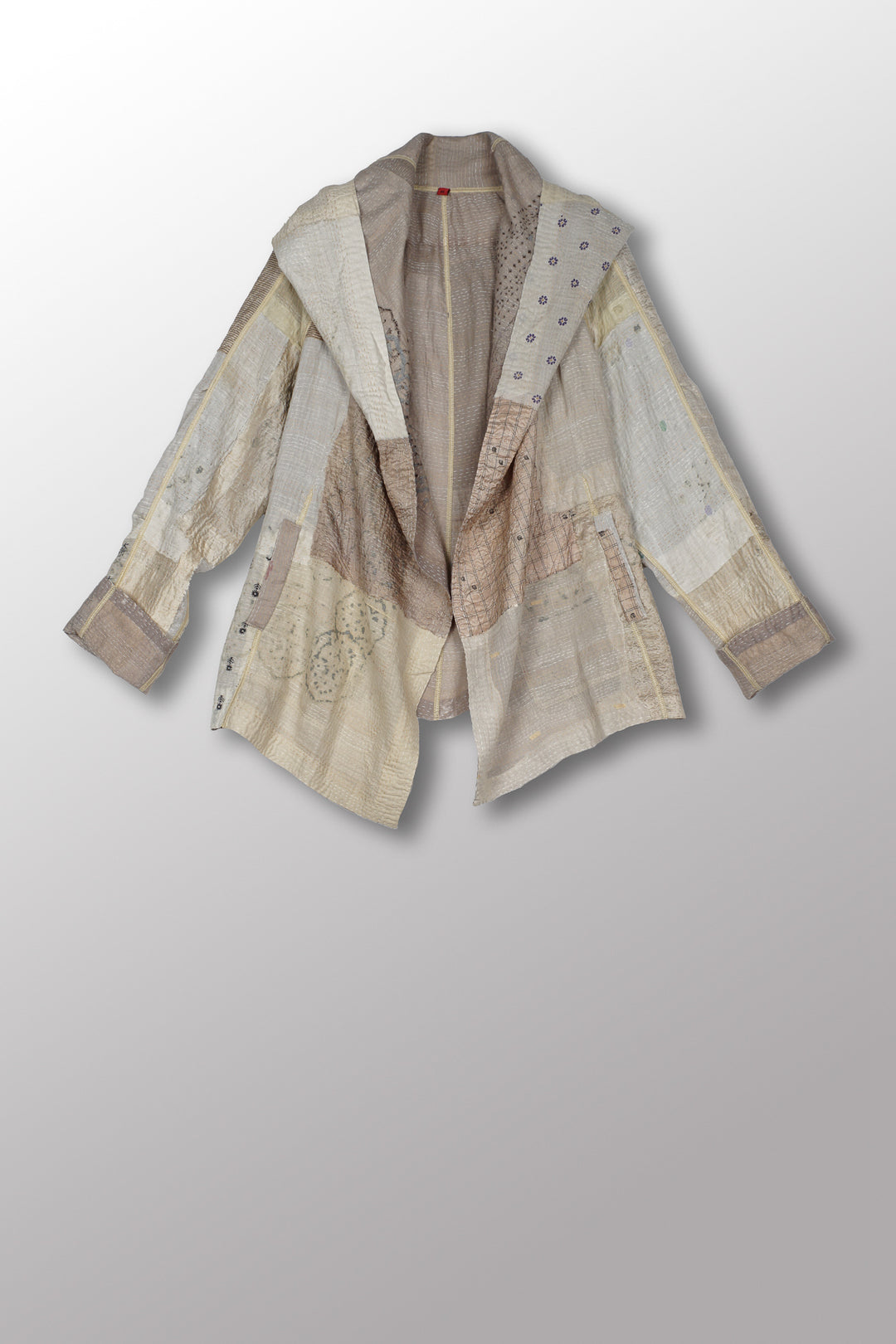 MOSAIC FRAY PATCH KANTHA HOODED JACKET - zb2042-ivy -