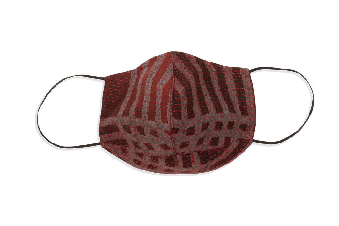 INDONESIAN PRINT & BORDER SHIBORI KANTHA BACK PLEATED VEST MAXI - ib2222-red -