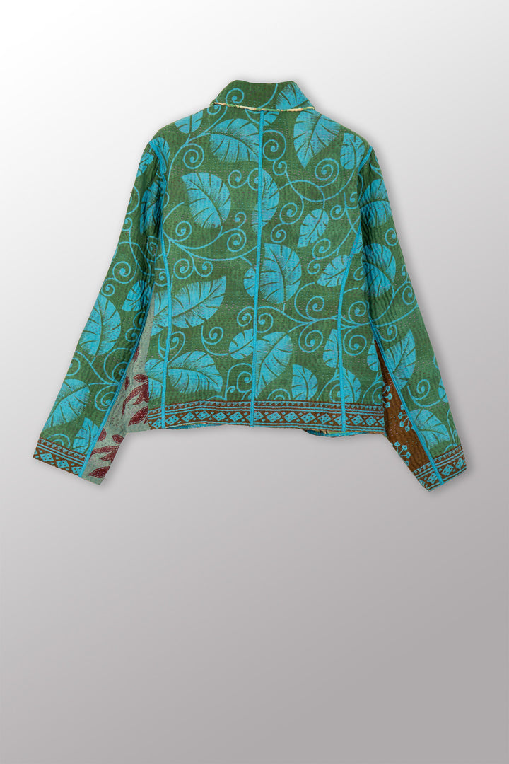 COTTON OVERDYE KANTHA CROPPED BASIC JACKET - ov4096-ctel002m -