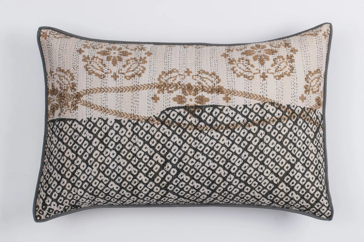 Kimono Print  Black Pillow