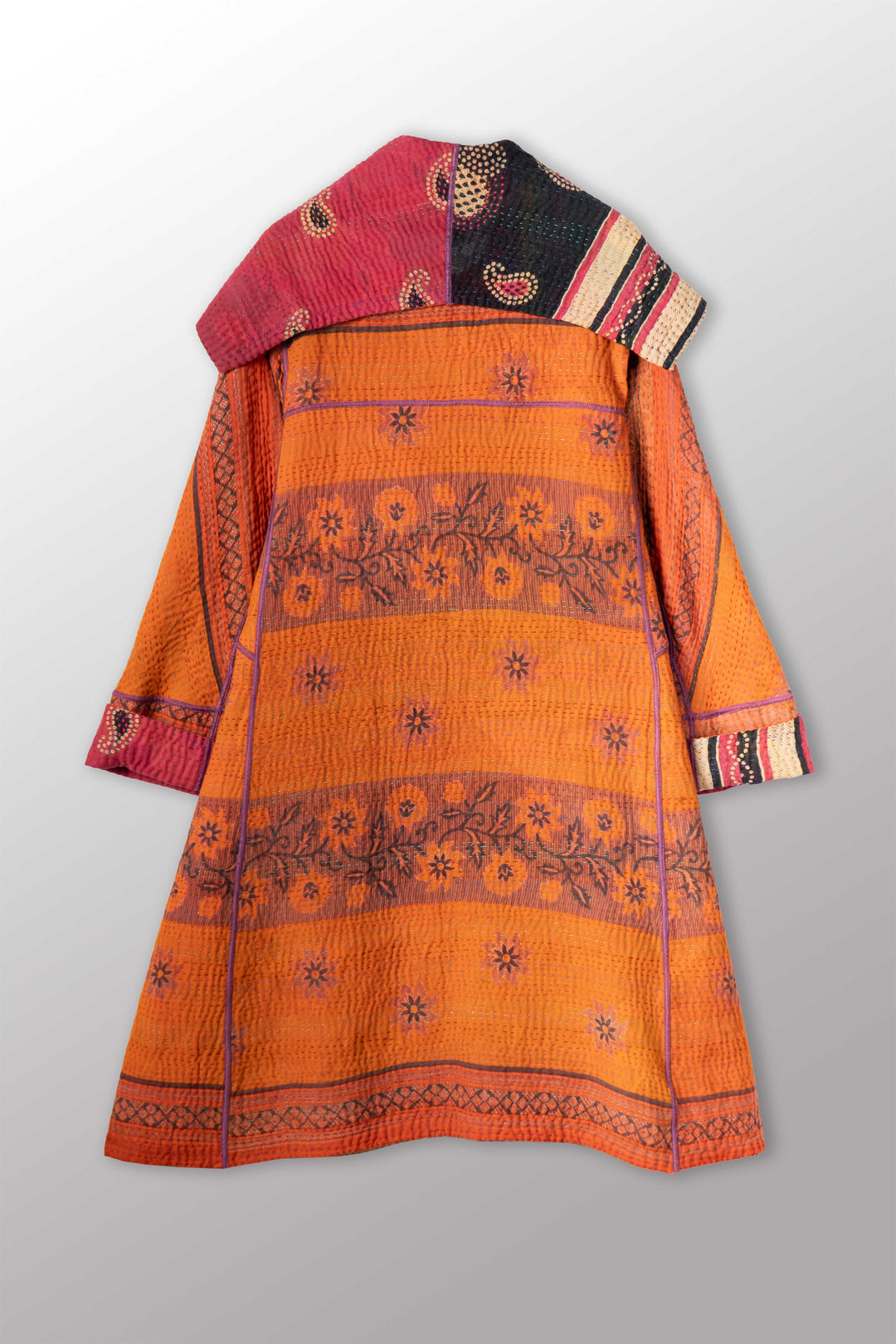 VINTAGE COTTON KANTHA A-LINE COAT - cv4309-0066a -
