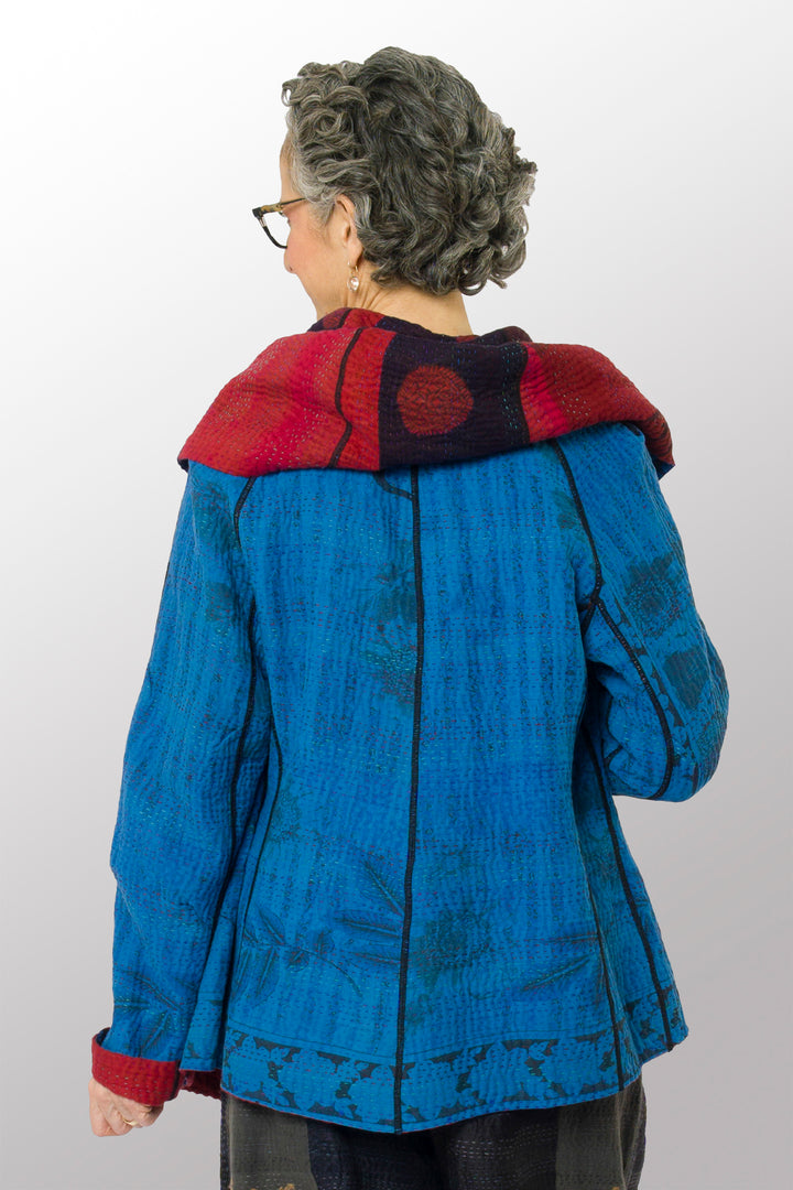 COTTON OVERDYE KANTHA HOODIE JACKET - ov4036-cblu001m -