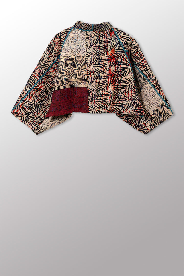 SOHO BAMBOO KANTHA PUFF SLV. SHRUG - bo4062-cblk008a -