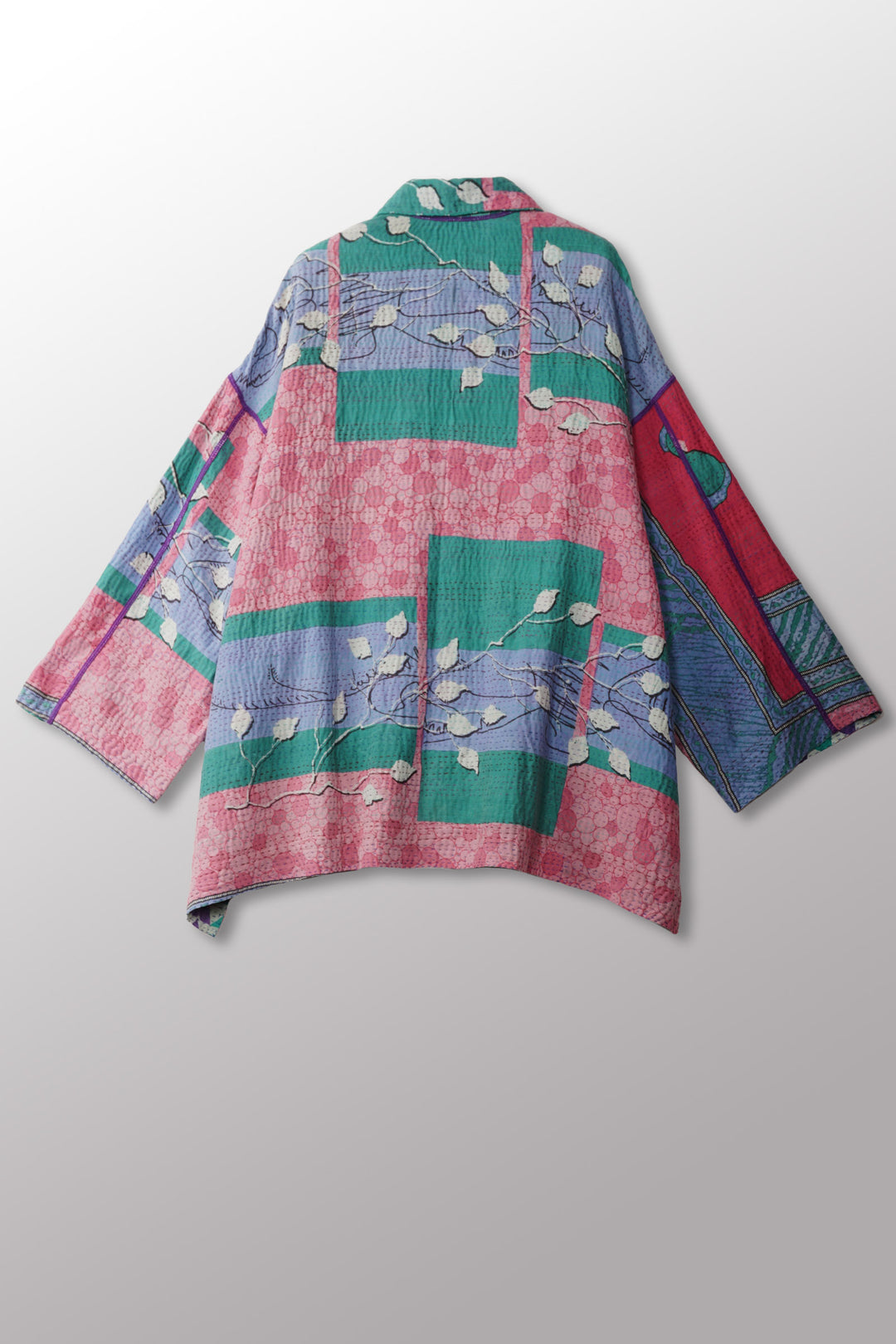 VINTAGE COTTON KANTHA OVERSIZED MINI COAT - cv2332-0003a -