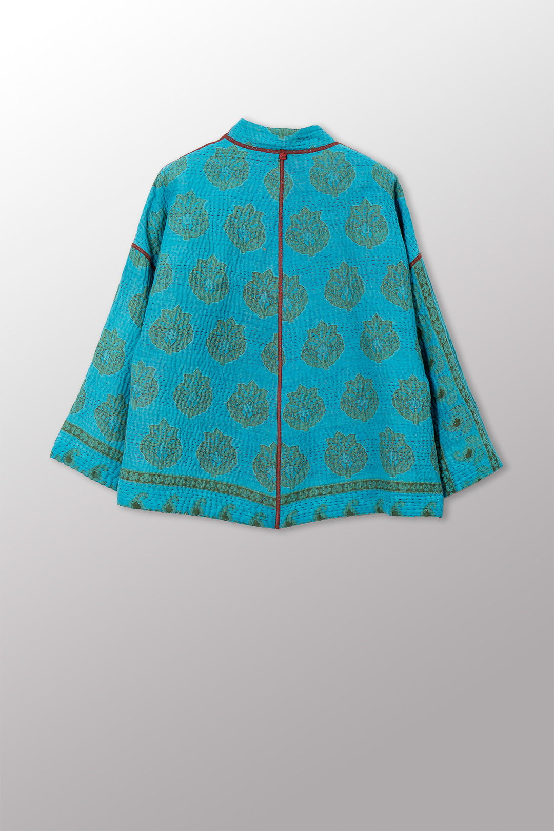 VINTAGE COTTON KANTHA STAND COLLAR CROPPED JKT - cv4034-0163a -
