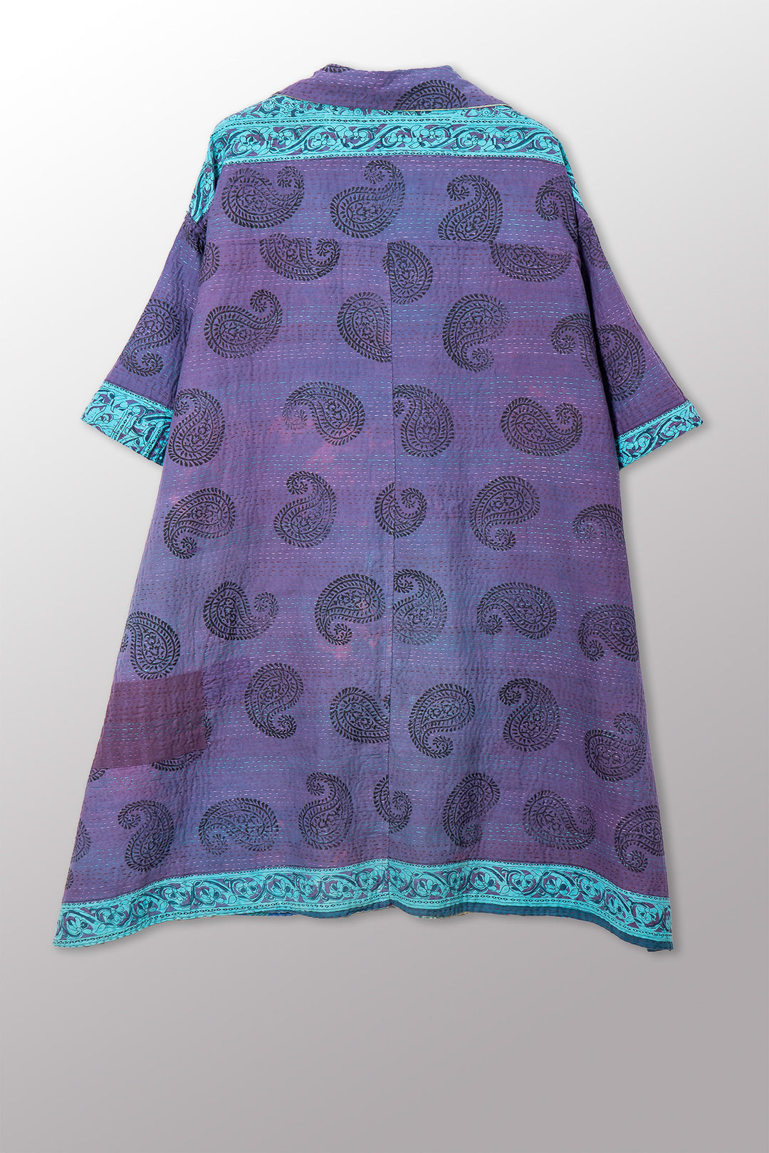 COTTON OVERDYE KANTHA 3/4 SLV. SHIRT DRESS - ov2459-cblu001m -