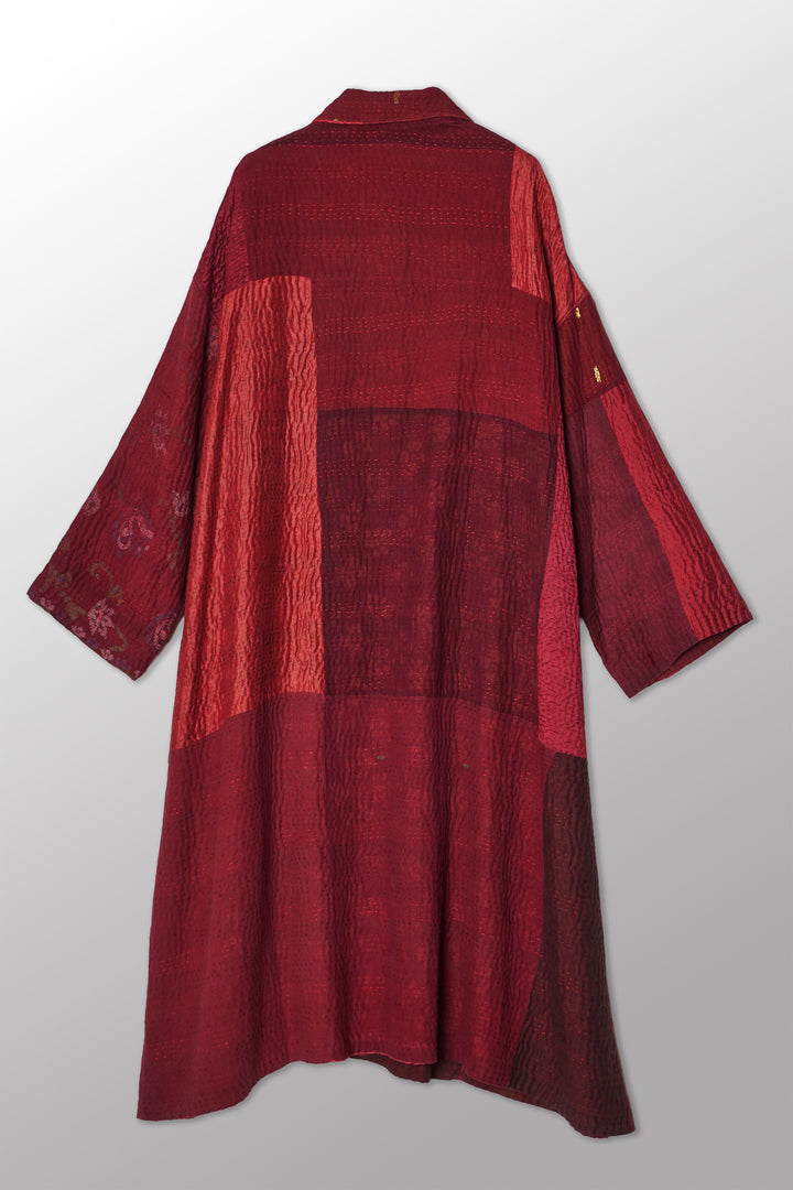 JAIPUR PATCH KANTHA OVERSIZED COAT - jp4326-red -