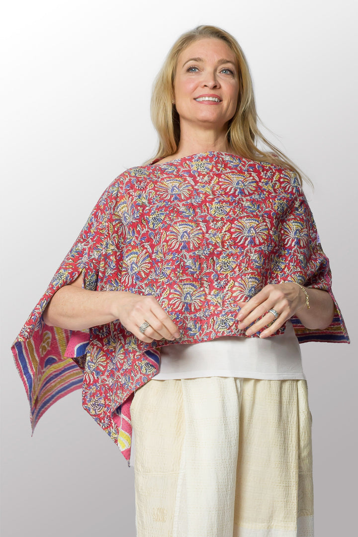 VINTAGE COTTON KANTHA CAPE - cv2806-0001a -