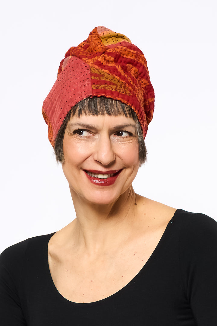 VINTAGE COTTON BBK KANTHA PATCHWORK HAT - bb4880-0002a -