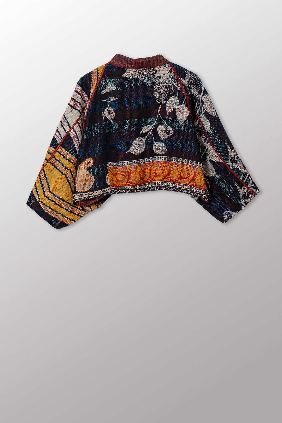 VINTAGE SILK GEORGETTE KANTHA PUFF SLV. SHRUG - sg2062-0012a -