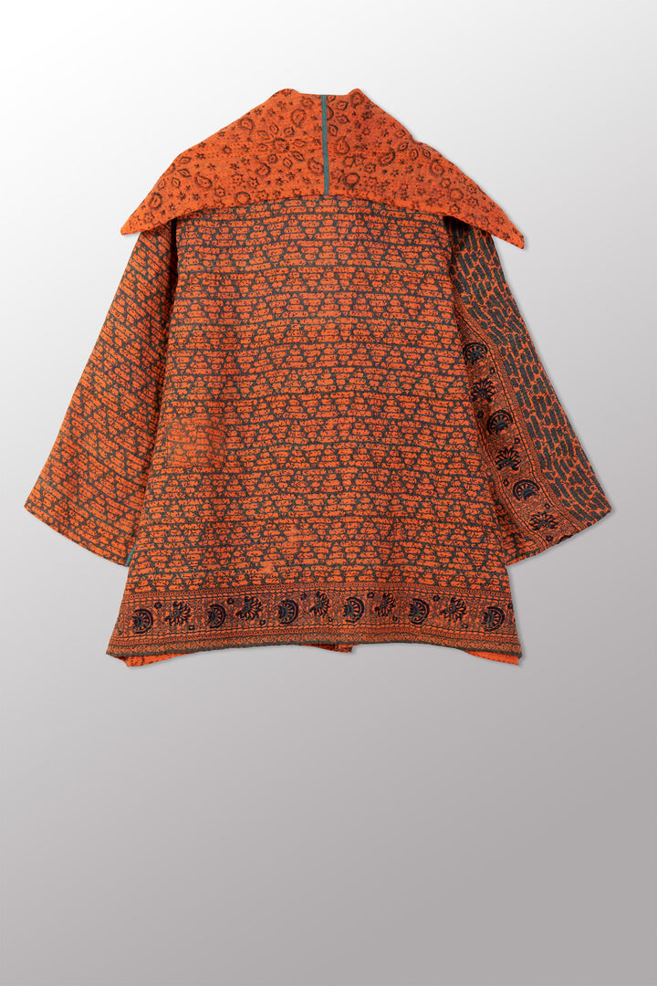 VINTAGE COTTON & NEW VOILE KANTHA FLARE JACKET - cn2010-0001a -