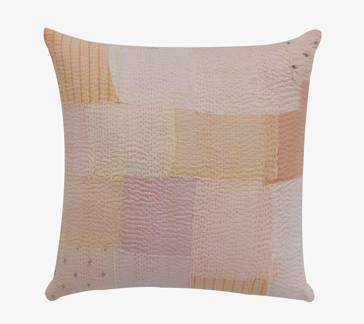 Mosaic Fray Handmade Vintage Kantha Pillow -Shallot