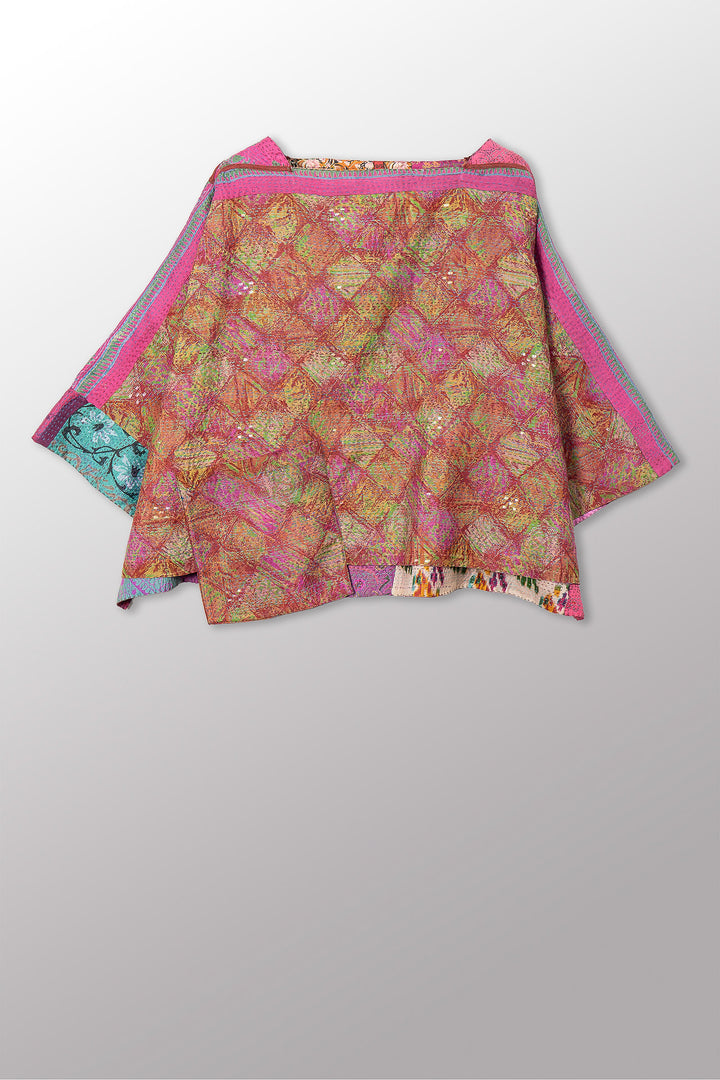 VINTAGE SILK KANTHA 3/4 SLV. CROP TOP MIO - sv2538-0016a -