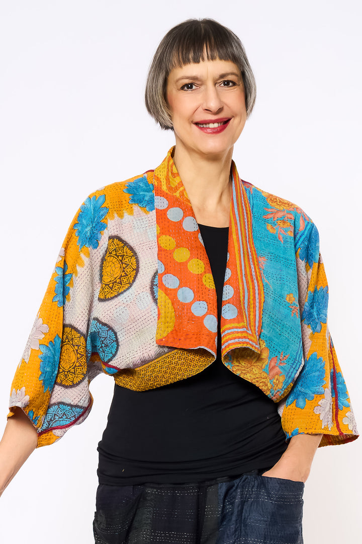 VINTAGE COTTON KANTHA PUFF SLV. SHRUG - cv2062-0021a -