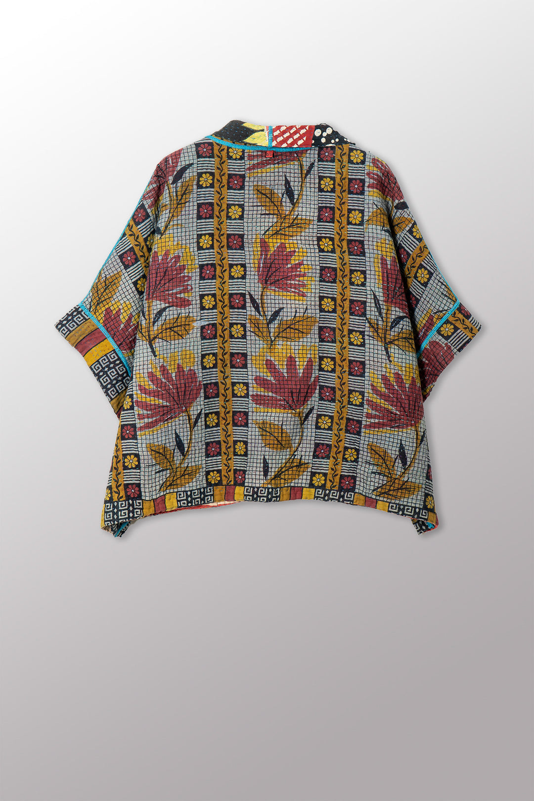 VINTAGE COTTON KANTHA MINI PONCHO - cv4060-0065a -