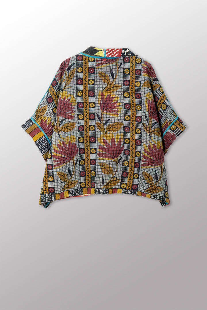VINTAGE COTTON KANTHA MINI PONCHO - cv4060-0065a -