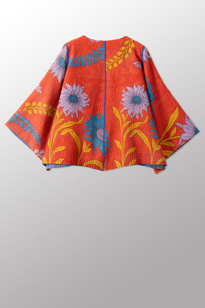 VINTAGE COTTON KANTHA BELL SHAPE JKT - cv4048-0045a -