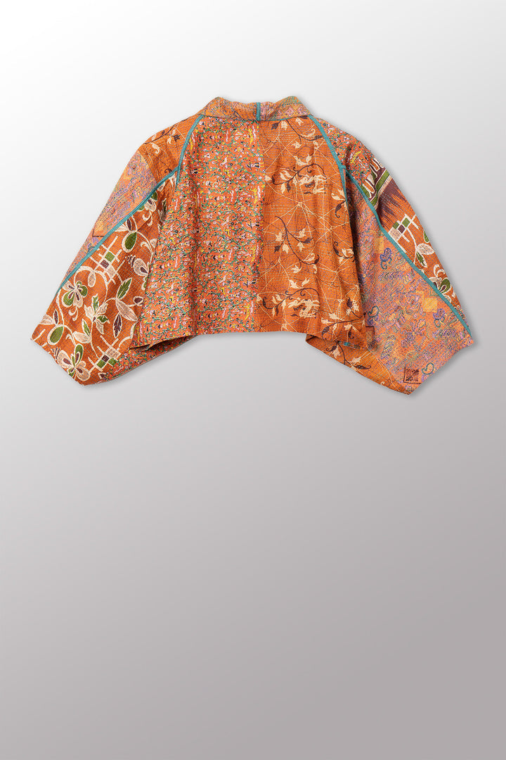 VINTAGE SILK KANTHA PUFF SLV. SHRUG - sv2062-0043a -